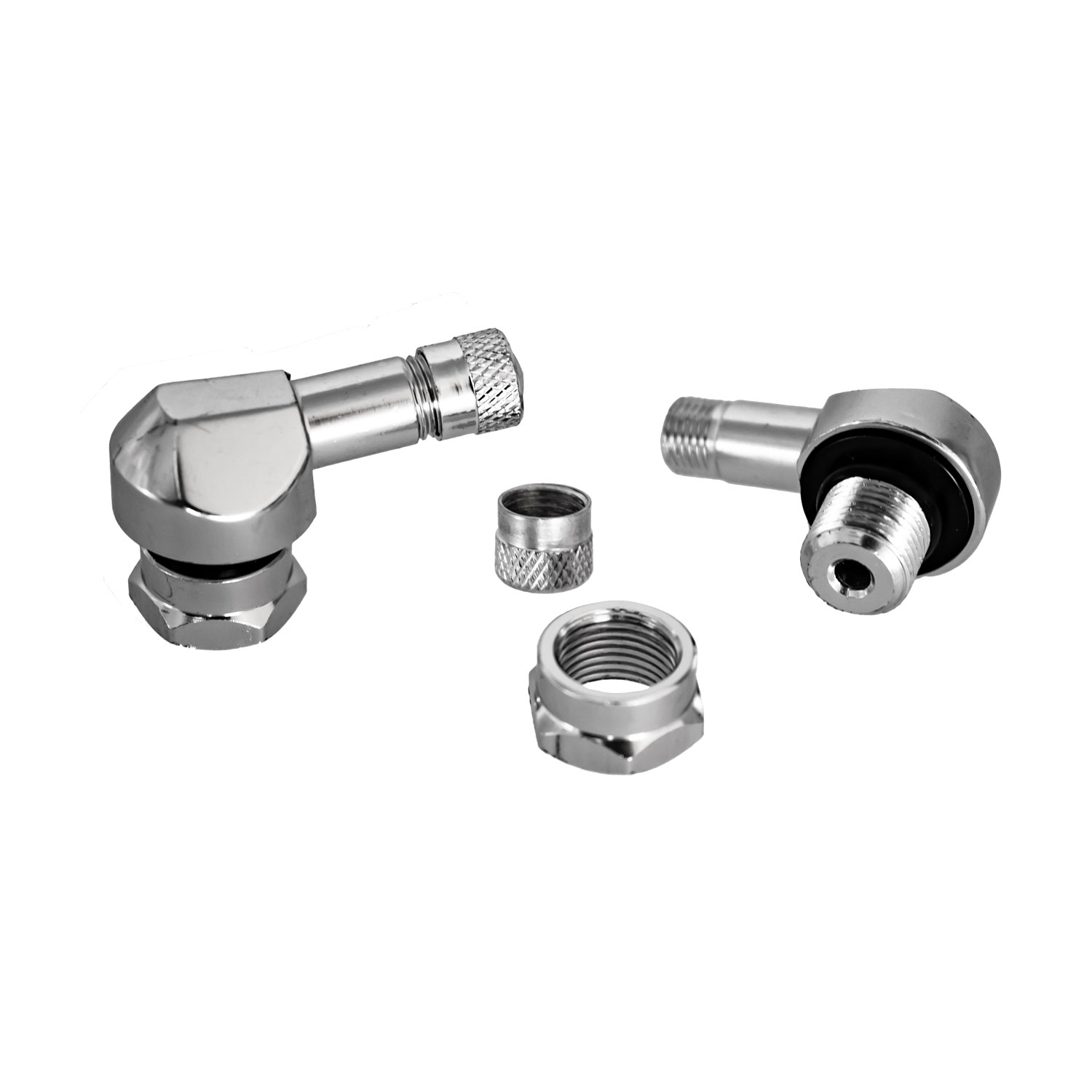 4 Stück - Clamp-In Motorrad Alu-Ventil silber